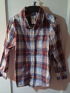 Carter's Rust Navy Cream Plaid Button-Down Shirt